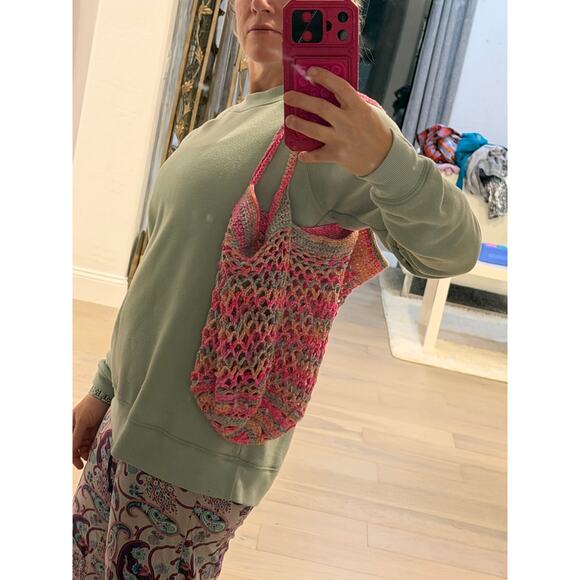 Handmade boho hippie bag pink lightweight beach casual colorful over shoulder - Picture 7 of 7